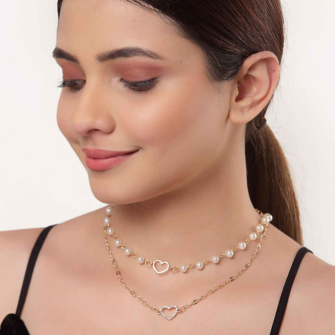 Buy Ferosh Rashiqa Pearl-Heart Layered Necklace - Purplle