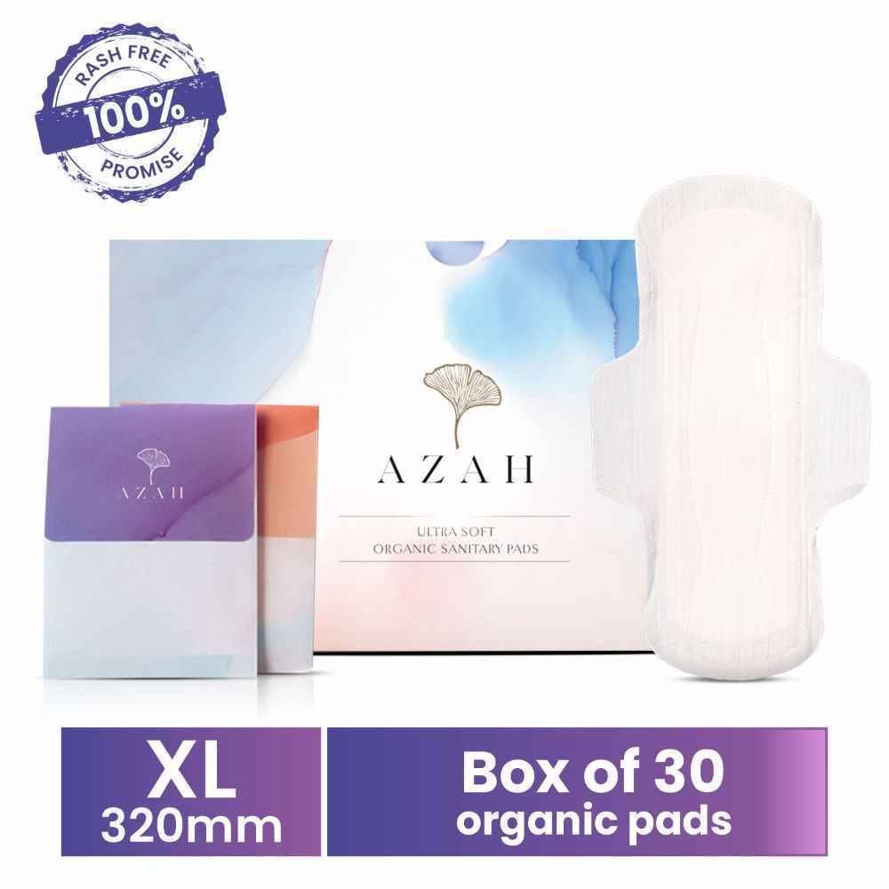 Azah Rash-Free Organic Sanitary Pads (Box of 30 Pads : All XL - with ...