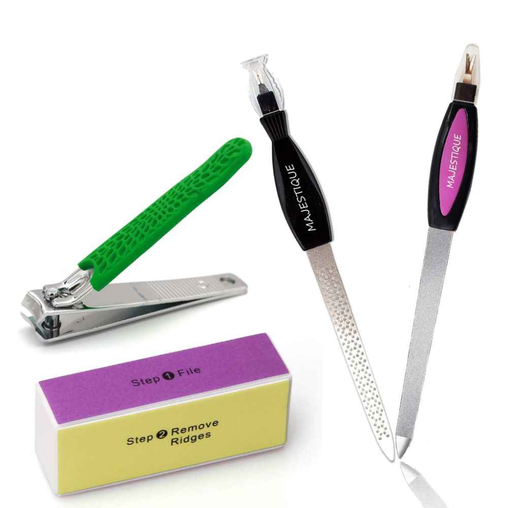 Buy Majestique Manicure Grooming Set - 1 Nail File Buffer, 2 Nail Filer and 1 Nail Cutter - Color May Vary - Purplle