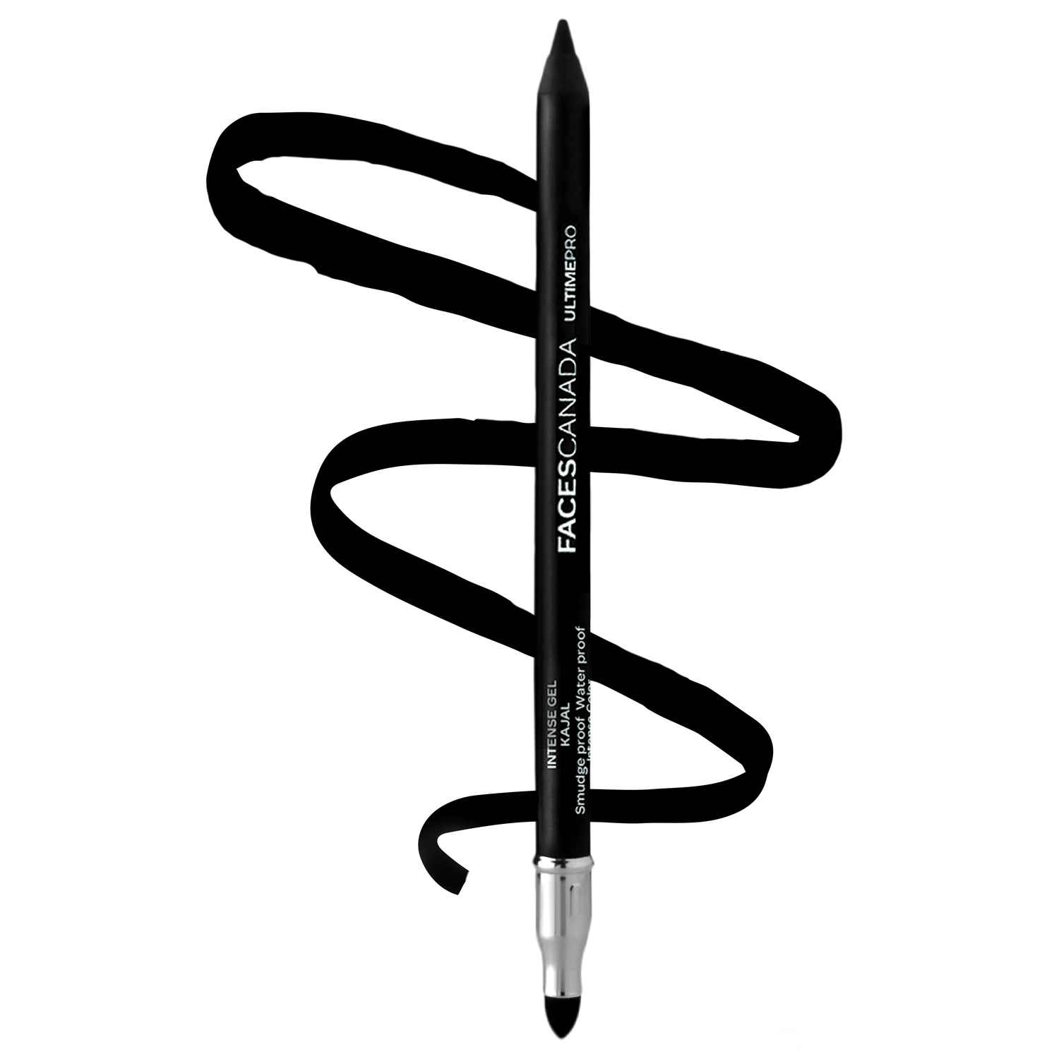 Buy FACES CANADA Ultime Pro Intense Gel Black Kajal, 1.2 gm | 24HR Long Stay | Waterproof & Smudgeproof | One Swipe Application | With Smudger & Sharpener - Purplle