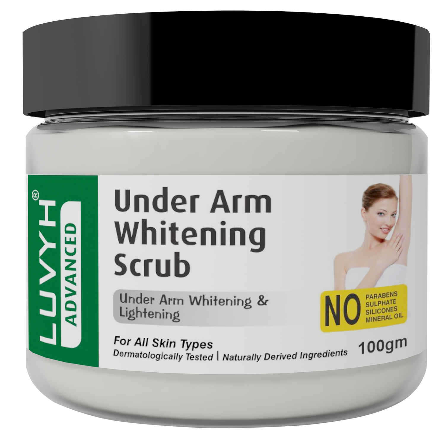 Buy Luvyh Underarms Body Scrub For Dark Back,Arms,Elbow For Removes Dirt&Tan Removal - Scrub 100g for All Skin Types No Parabens, No Mineral Oil, No Sulphate, No Silicone - Purplle