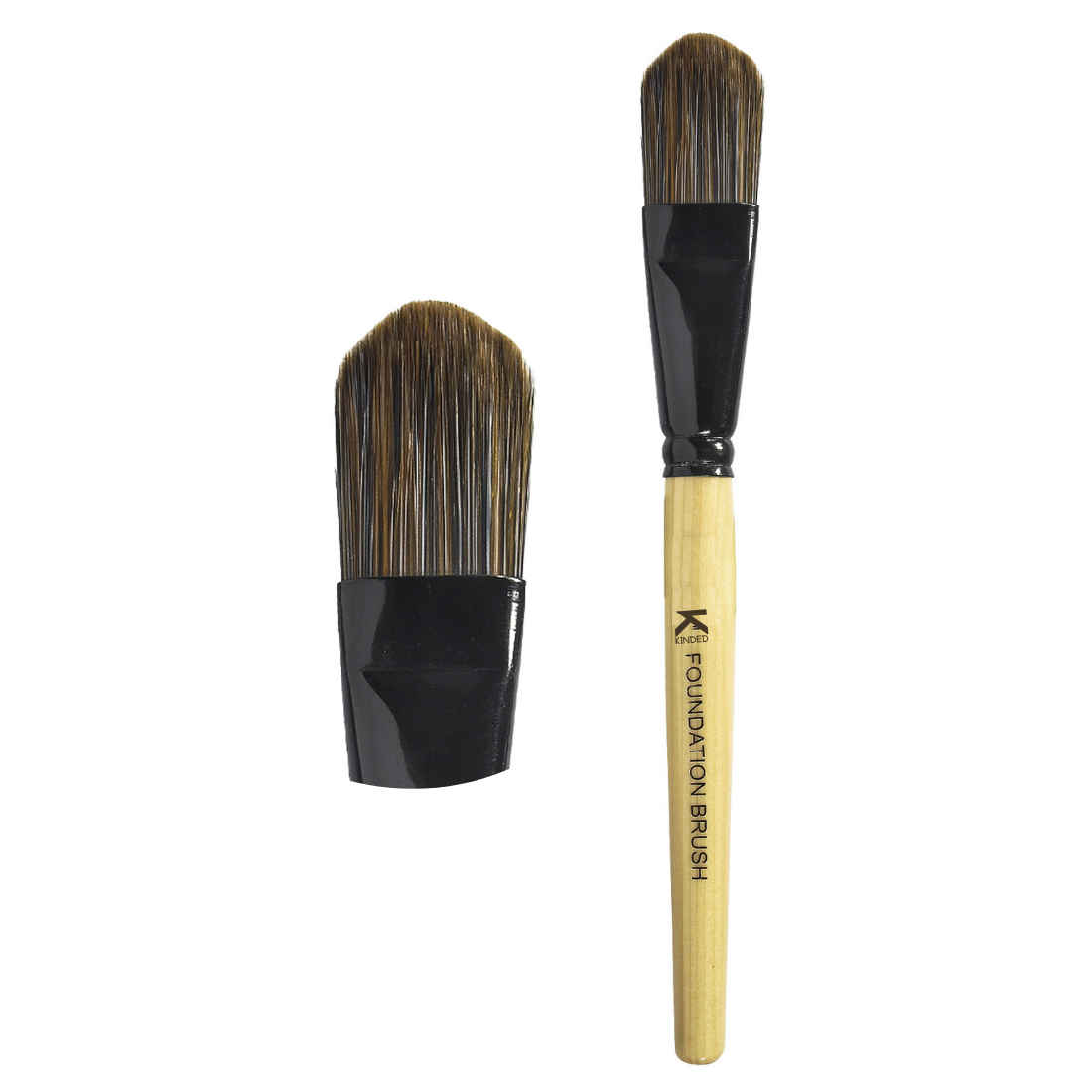 Buy KINDED Flat Foundation Brush Professional Series for Face and Neck Makeup Beauty with Smooth Soft Synthetic Hair Bristles Anti Rust Aluminium Ferrule Natural Wooden Handle Grip - Purplle