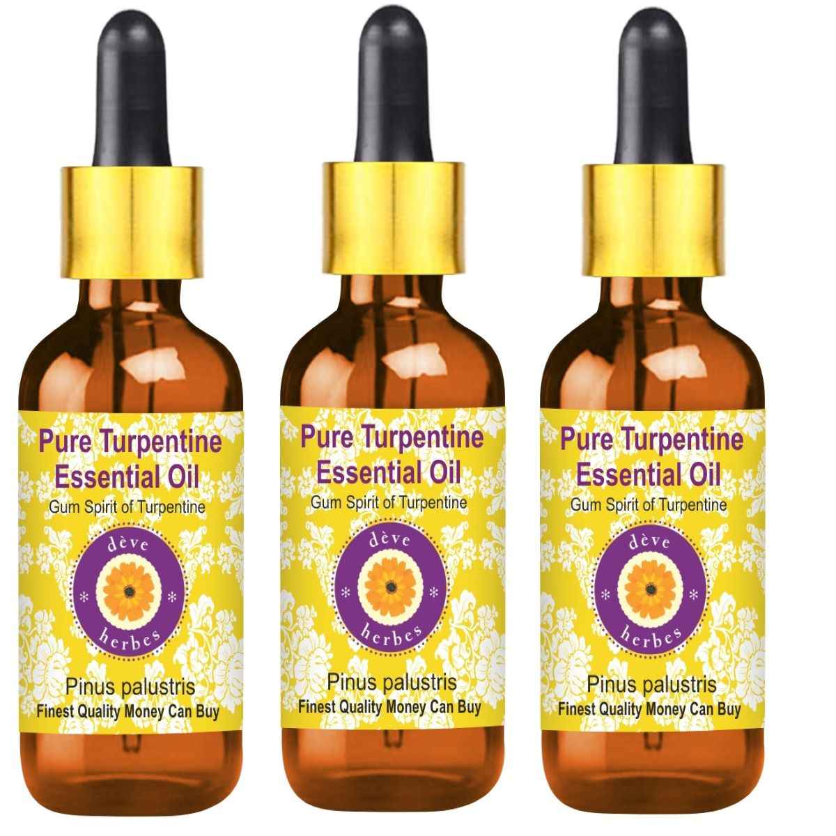 Buy Deve Herbes Pure Turpentine Essential Oil (Pinus palustris) with Glass Dropper Natural Therapeutic Grade Steam Distilled (Pack of three) 100ml X 3 - Purplle