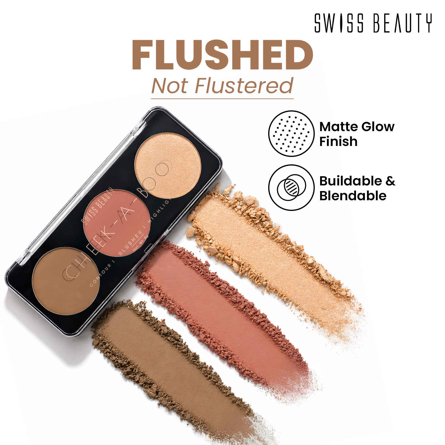 Buy Swiss Beauty Cheek-A-Boo 3 In One Blusher|Contour|Highlighter 01 - 8 gm - Purplle