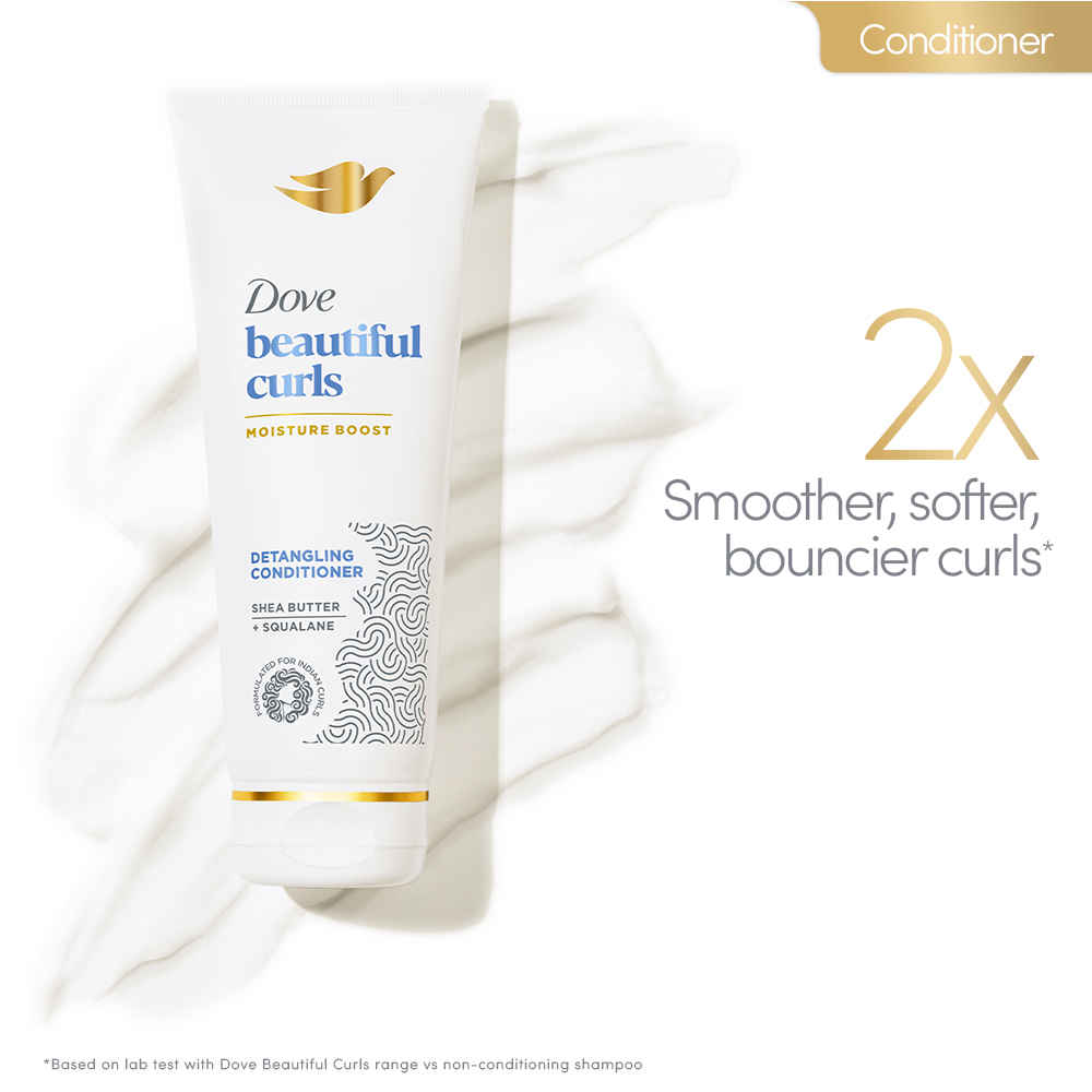 Buy Dove Beautiful Curls Detangling Conditioner, Sulphate Free, No Parabens & Dyes, Made for Curly Hair, With Tri-Moisture Essence for smooth, shiny, bouncy curls (380 ml) - Purplle