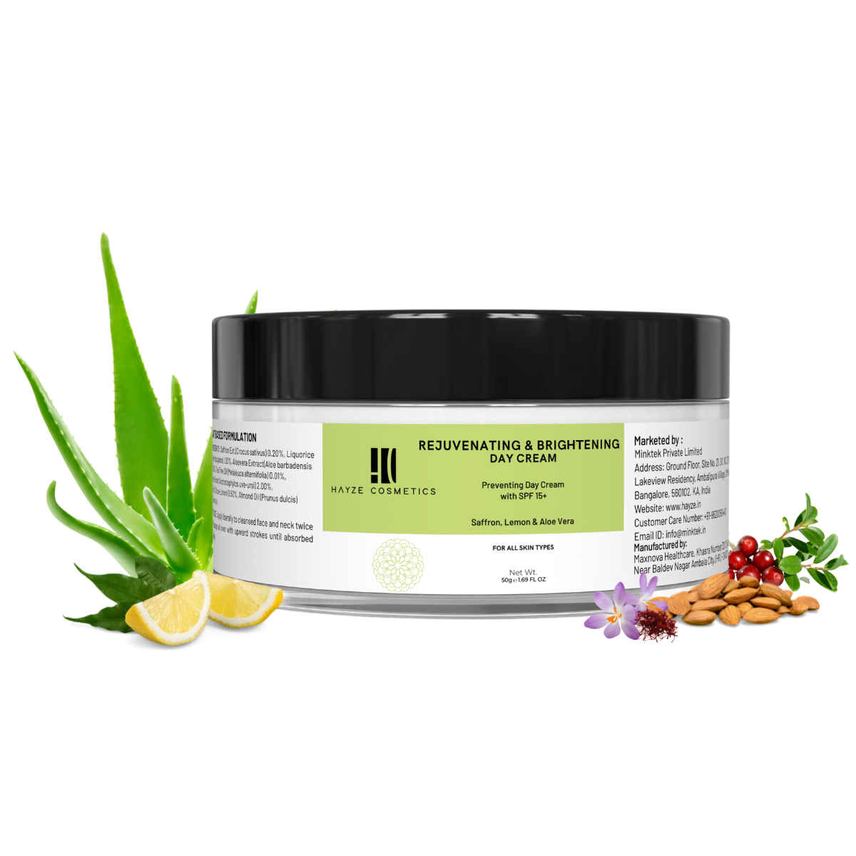 Buy Hayze Cosmetics Rejuvenating & Brightening Day Cream | Skin Brightening Day Cream | SPF 15+ | Face Cream | Rejuvenating & Glowing Skin | For All Skin Types 50 gm - Purplle