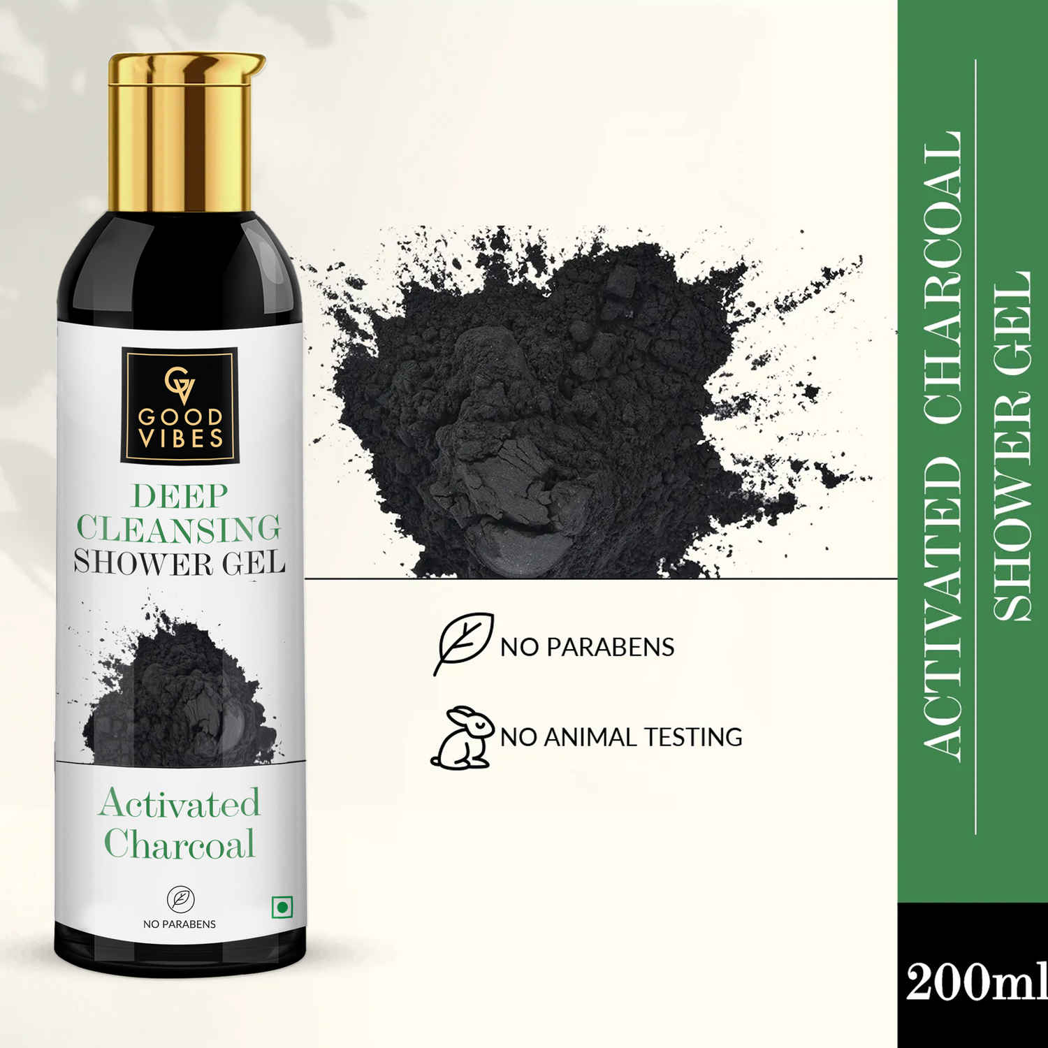 Buy Good Vibes Deep Cleansing Shower Gel (Body Wash) - Activated Charcoal (200 ml) - Purplle