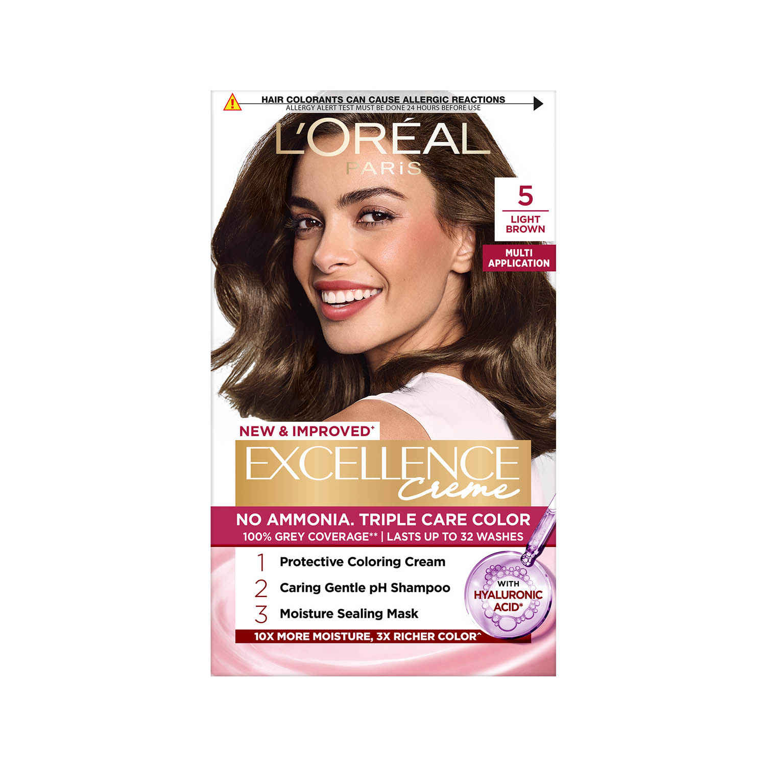 Buy L'Oreal Paris Excellence Creme Hair Color -AA Light BrownAA 5 (72 ml + 100 gm) - Purplle