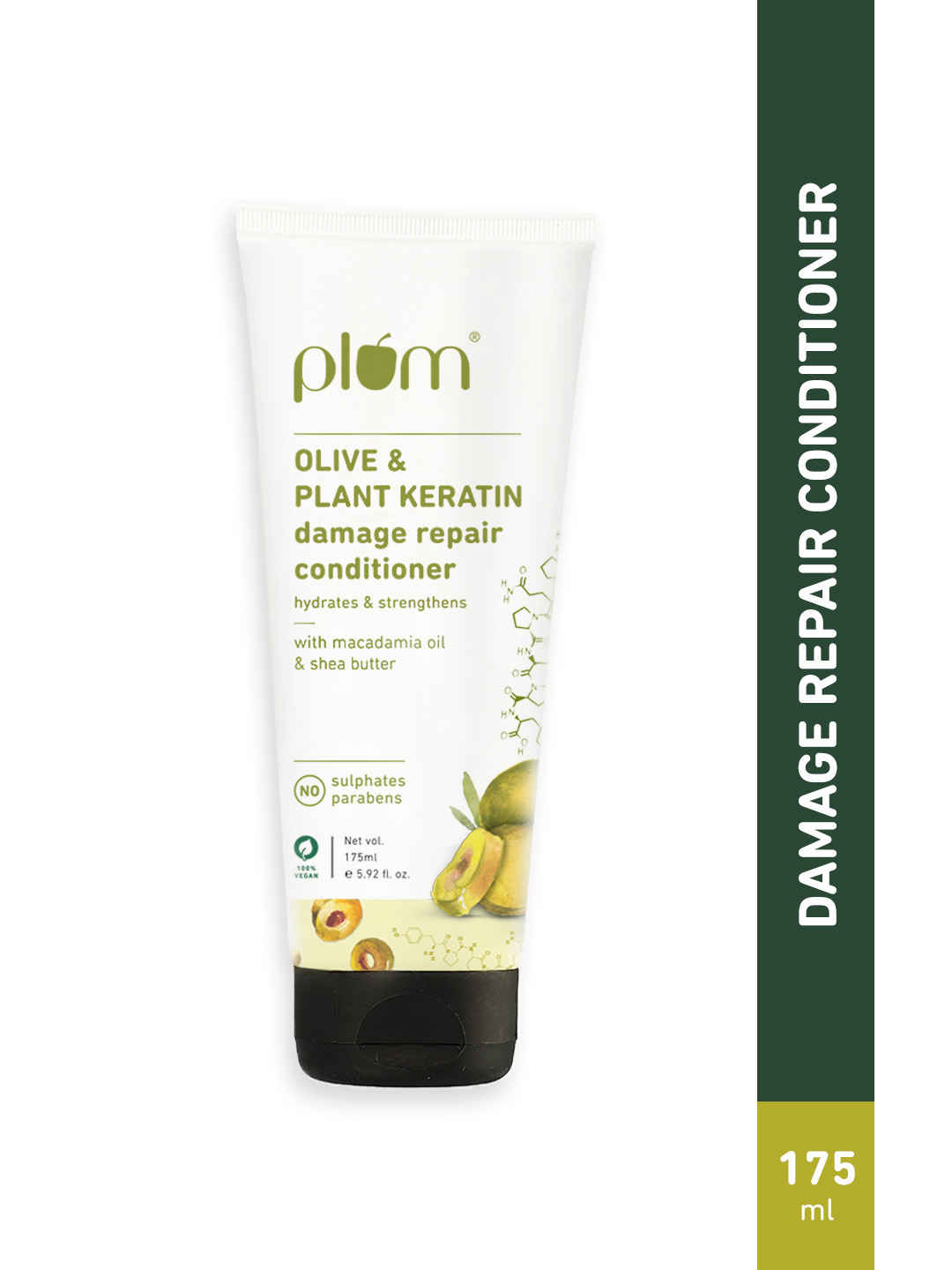 Buy Plum Olive & Plant Keratin Damage Repair Conditioner for coloured, straightened, dull and dry hair | With Olive Oil, Plant keratin, Macadamia oil | Strengthens & smoothens hair, conditions and adds shine to hair - Purplle