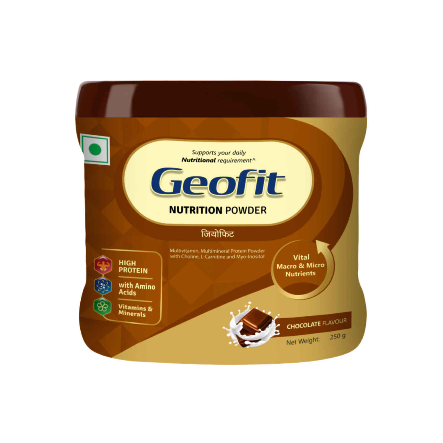 Buy Geofit Geofit Nutrition Powder for Men & Women, Chocolate Flavoured 250g- Nutrition Powder for Adults with High Proteins and Multivitamins - Purplle