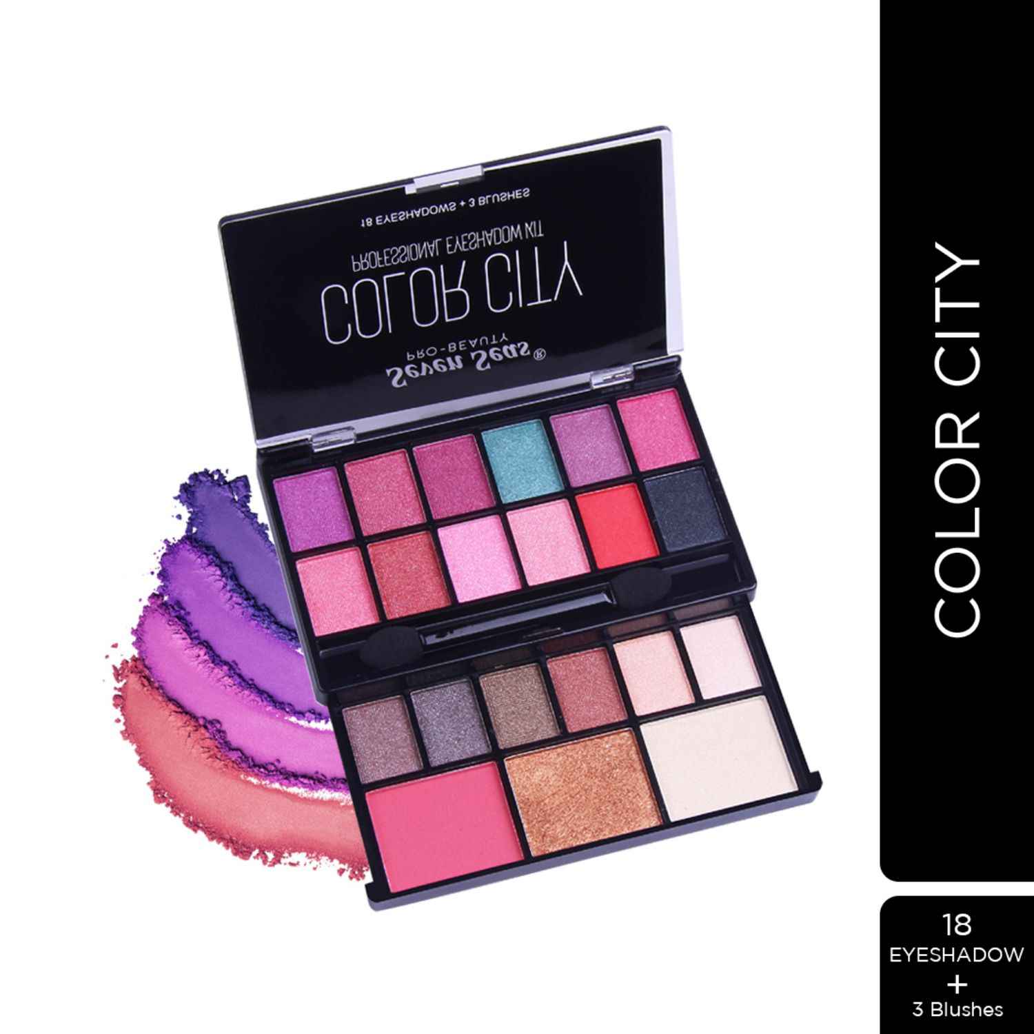 Seven Seas Color City Professional Eye Shadow Kit With Blusher Shimmer ...