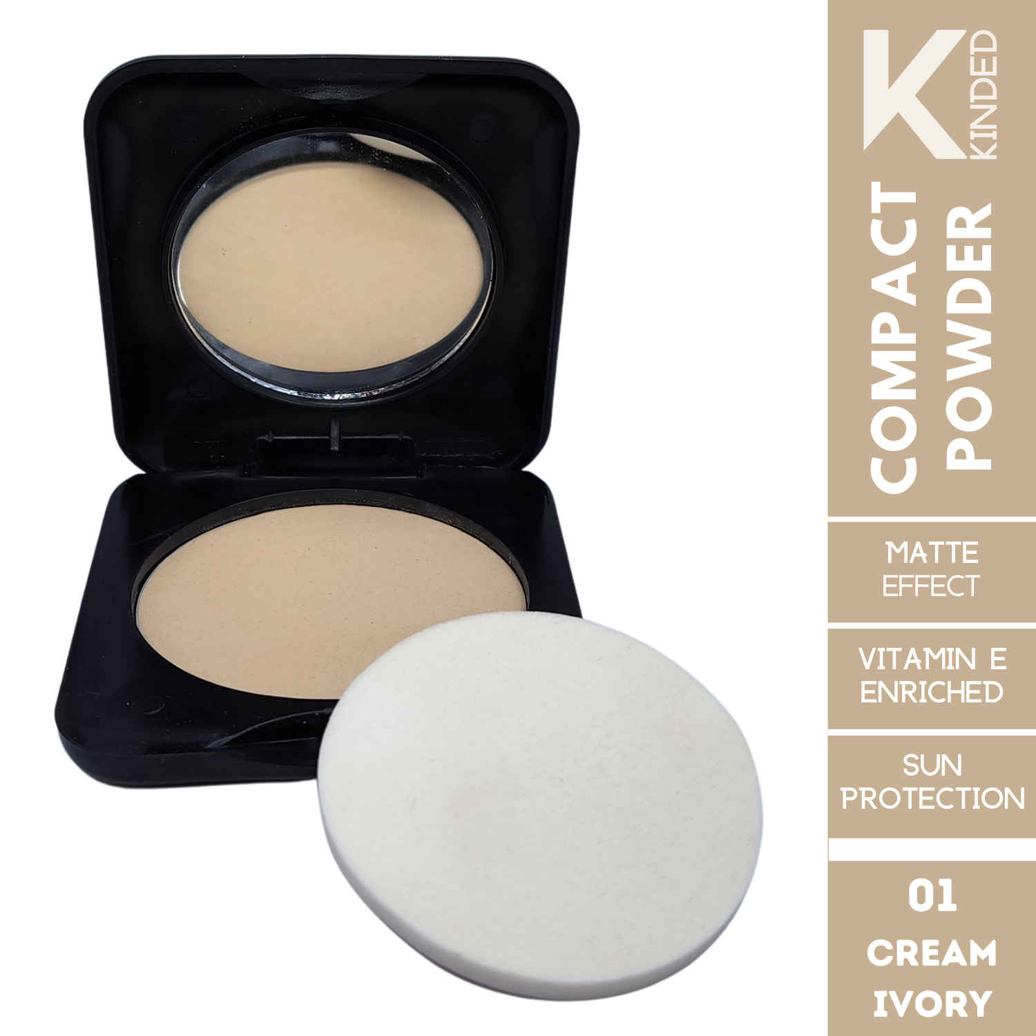 Buy KINDED Compact Powder with SPF for Face Makeup Absolute Mattifying Oil Control Super Stay Long Lasting Waterproof Weightless Dry Oily All Skin (9 gm, Matte Finish, Fair Skin Tone, Cream Ivory 01) - Purplle