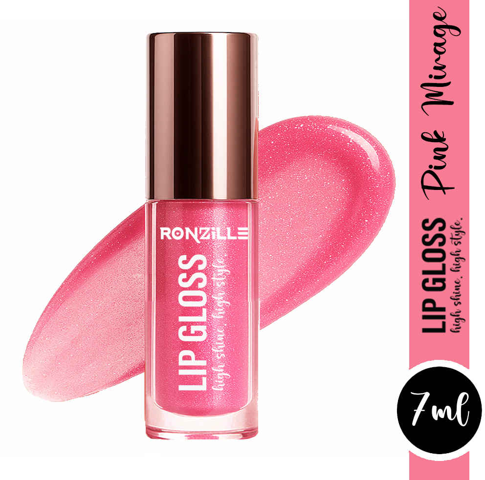 Buy Ronzille Lip Gloss – Pink Mirage | Hydrating Shimmer Lip Gloss for Glossy, Soft & Plump-Looking Lips | Lightweight Non-Sticky Formula | Long-Lasting Shine | 7ml - Purplle