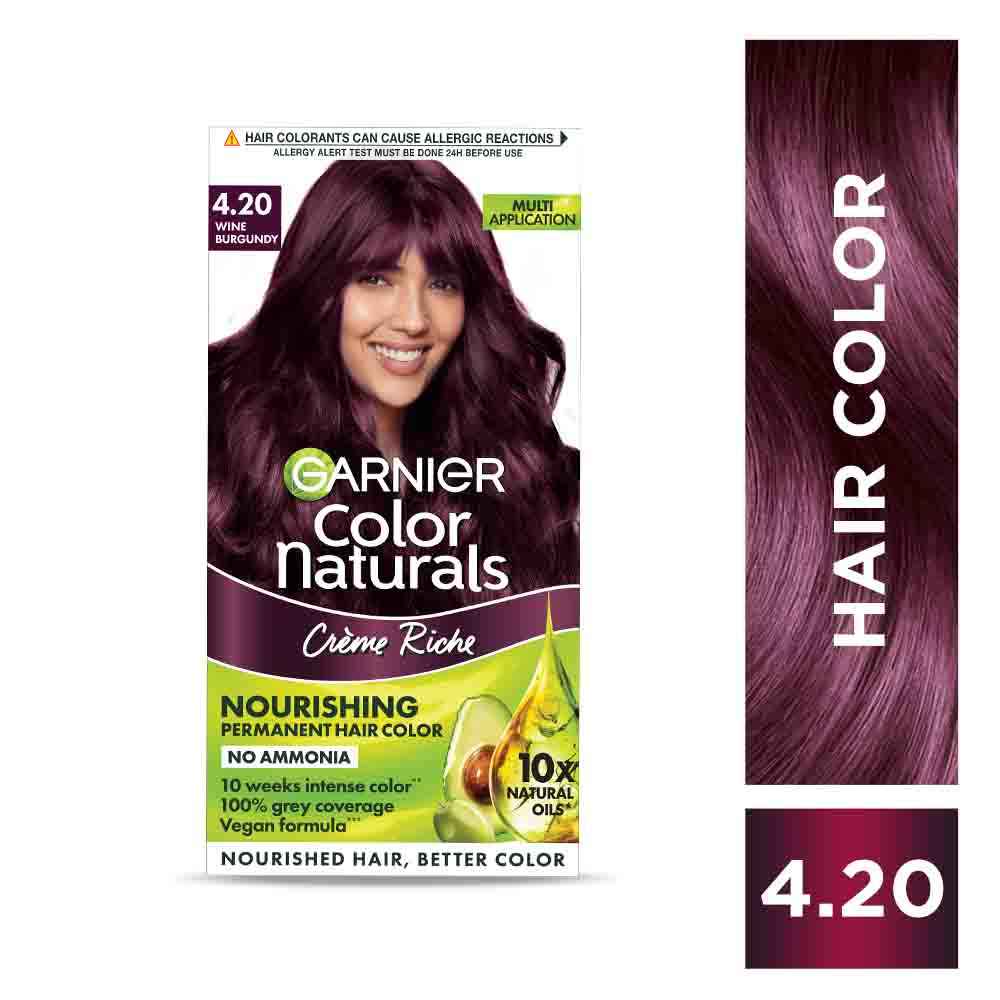 Buy Garnier Color Naturals Creme hair color, Shade 4.20 Wine Burgundy (70 ml + 60 g) - Purplle