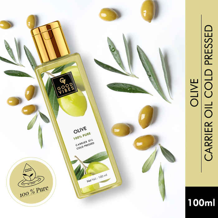 Buy Good Vibes Olive 100% Pure Cold Pressed Carrier Oil For Hair & Skin | Hair Repair, Anti-Ageing | No Parabens, No Animal Testing (100 ml) - Purplle