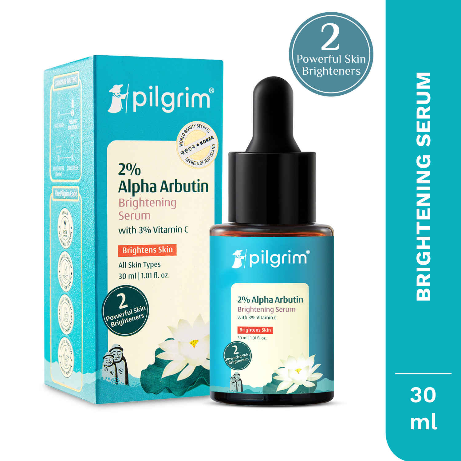 Buy Pilgrim 2% Alpha Arbutin Brightening Serum with 3% Vitamin c BlueberryA | For All Skin Types|Discover Bright And Radiant Skin| Reduces Pigmentation| Brightens Skin Anti - Ageing | For Men & Women (30 ml) - Purplle