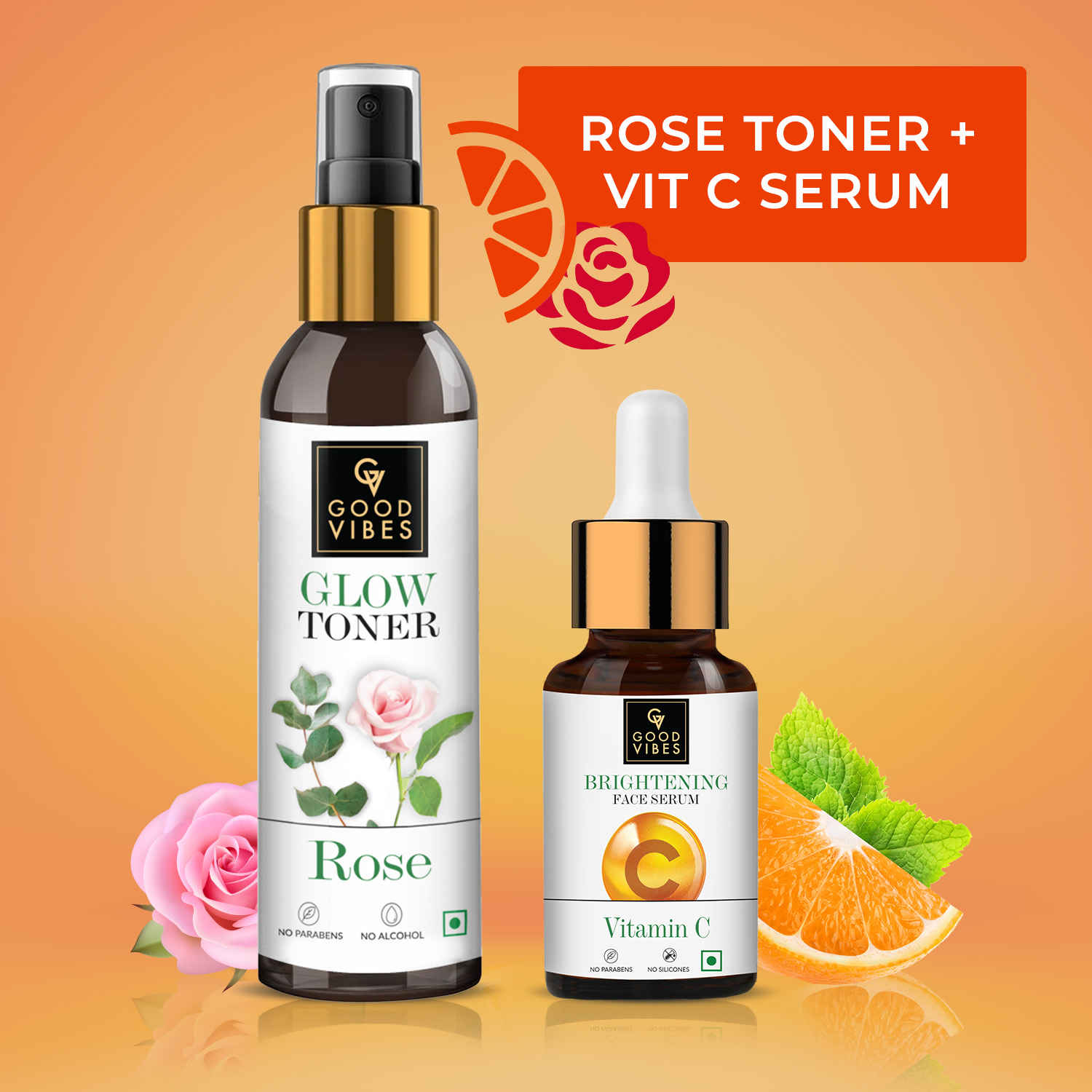 Buy Good Vibes Hydrating Duo Rose Toner & Vit C Serum Combo of 2 - Purplle