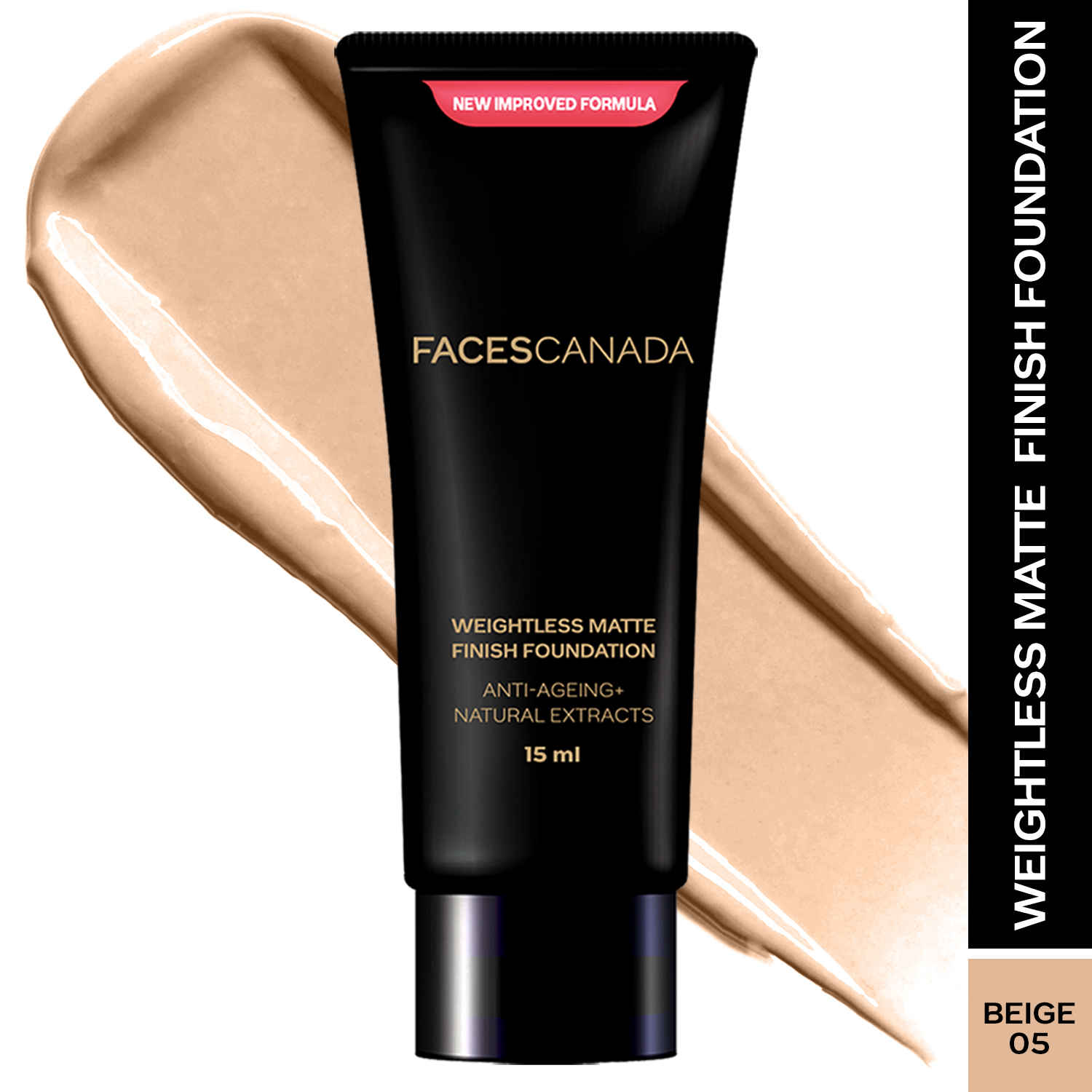 Buy FACES CANADA Weightless Matte Finish Foundation - Beige, 15 ml | Lightweight Natural Finish | Anti-Ageing | Enriched With Olive Seed Oil, Grape Extract, Shea Butter - Purplle