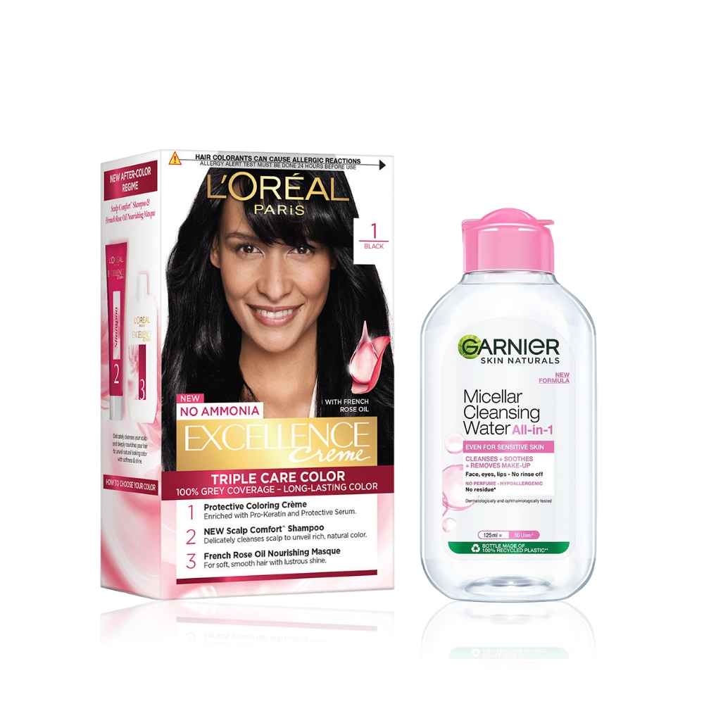 Buy L'Oreal Paris Excellence Creme + Garnier Micellar water Combo of 2 - Purplle