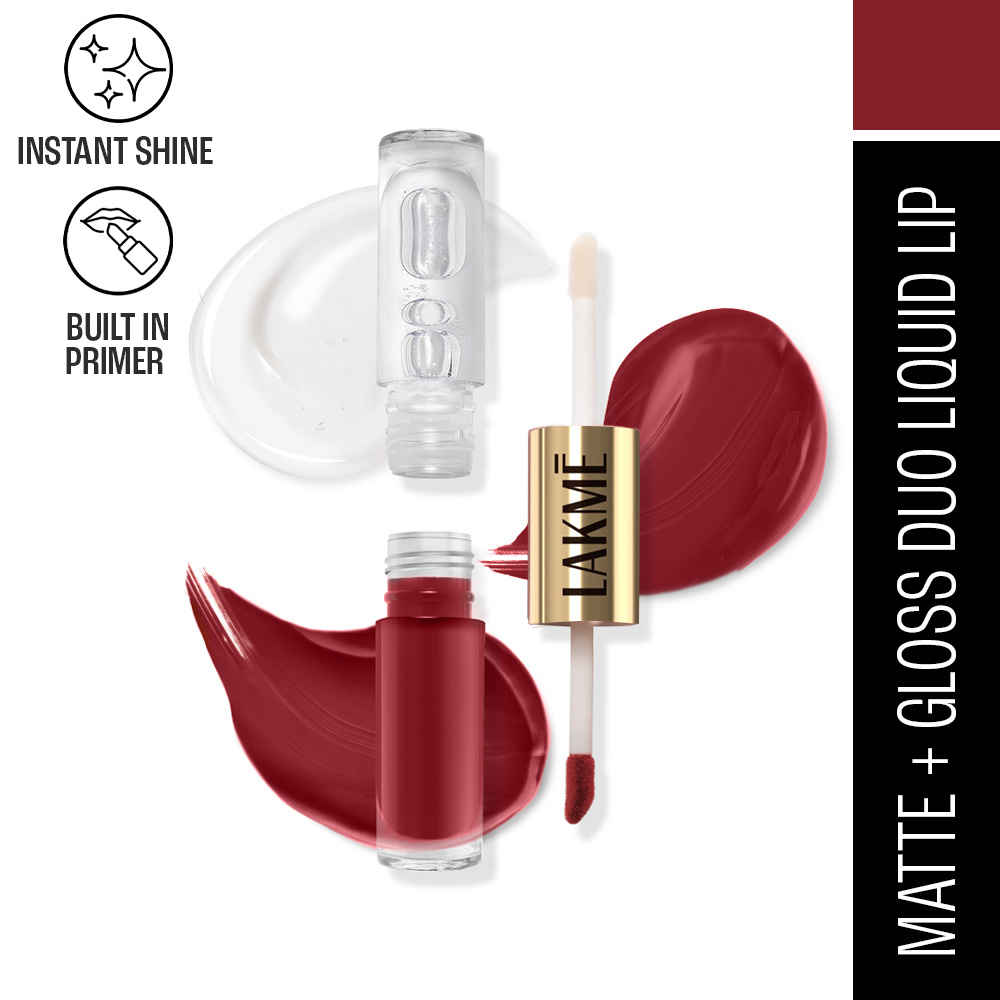 Buy Lakme 9 to 5 Matte to Glass Liquid Lip - Vintage Red, 7.6 ml - Purplle