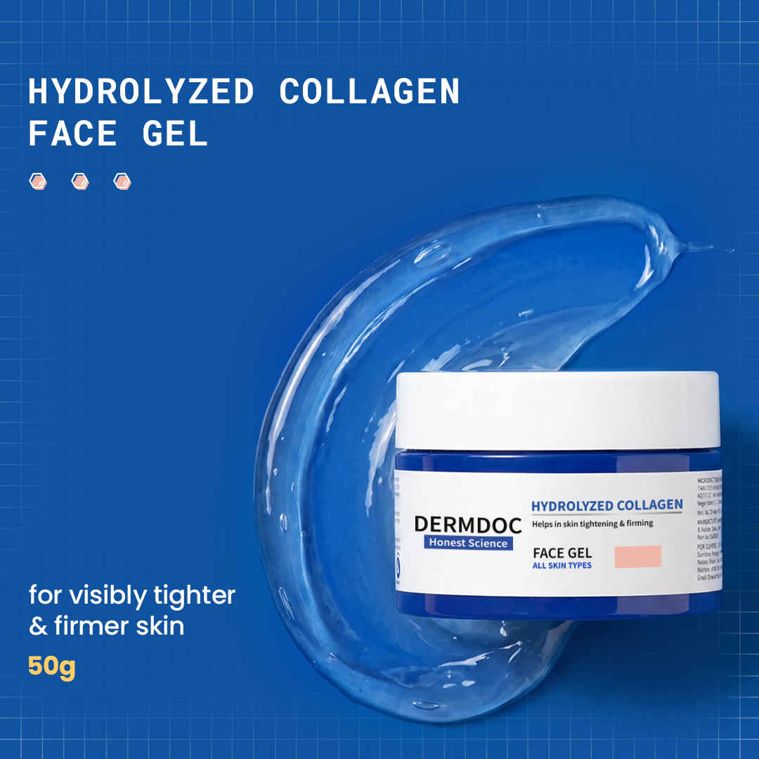 Buy DERMDOC by Purplle Hydrolyzed Collagen Skin Tightening Face Gel (50 gm) | Face Gel Moisturizer | Face Gel for Oily Skin | Face Gel for Glowing Skin | Anti-Aging & Skin Firming | Collagen for Face | Improves Skin Elasticity - Purplle