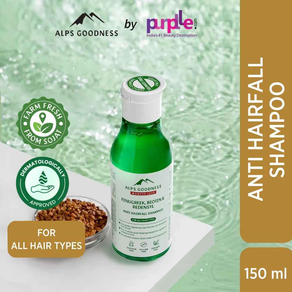 Buy Alps Goodness Fenugreek Biotin and Redensyl Anti Hairfall Shampoo for All Hair Types (150 ml) | Methi Hair Shampoo | Sulphate Free Silicone Free Paraben Free | Gentle & Mild Cleansing Shampoo| Vegan | Hairfall Control Shampoo - Purplle