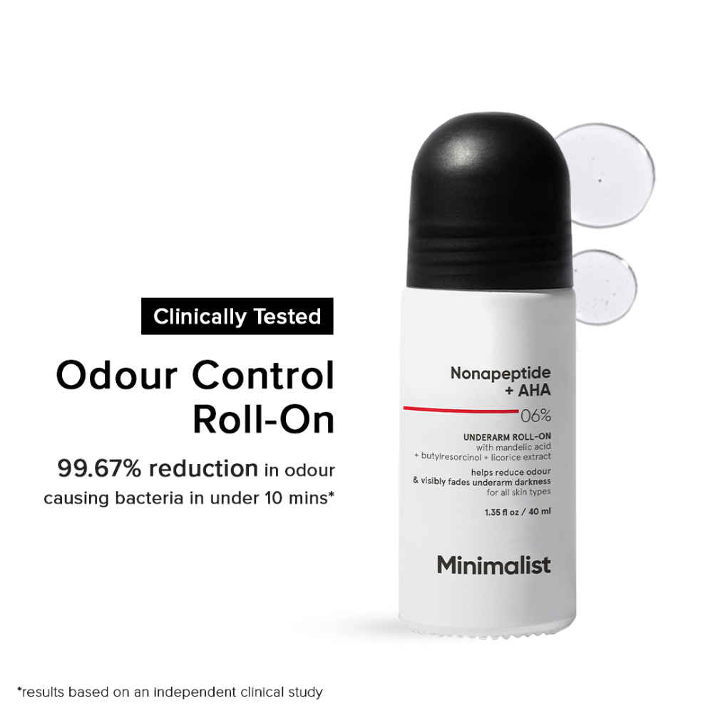 Buy Minimalist Nonapeptide + AHA 06% Underarm Roll On Controls Odour & Fades Darkness 40 ml - Purplle