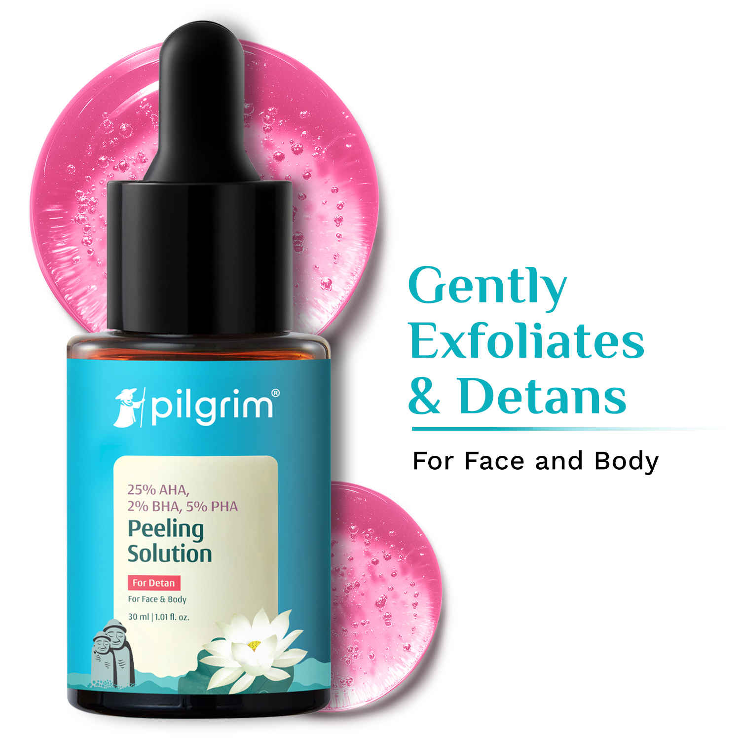 Buy Pilgrim 25% AHA 2% BHA 5% PHA Face Peeling Solution Detan & Exfoliate Dead Skin For Glowing Skin | For Men & Women | Face Pigmentation Acne Marks & Blemishes 30 ml - Purplle