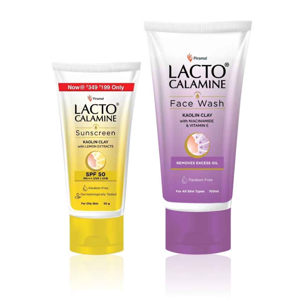 Buy Lacto Calamine Kaolin Clay combo | Sunscreen SPF 50+ 50g & Face Wash 100ml - Purplle