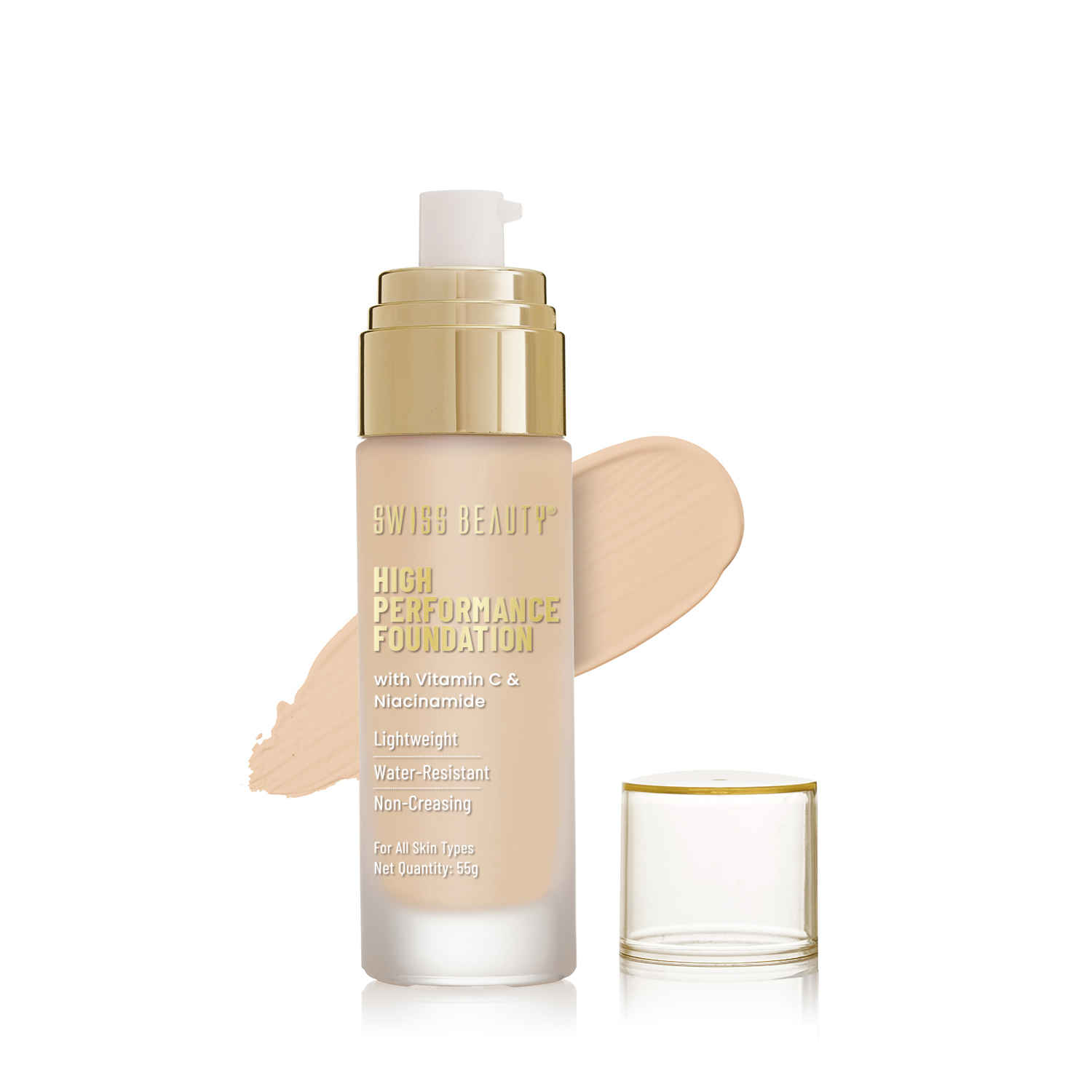 Buy Swiss Beauty High Performance Foundation | Water-Resistant | Medium to Buildable Coverage | Lightweight | Easy to Blend | With Vitamin C & Niacinamide|3 Natural-Beige 55 gm - Purplle