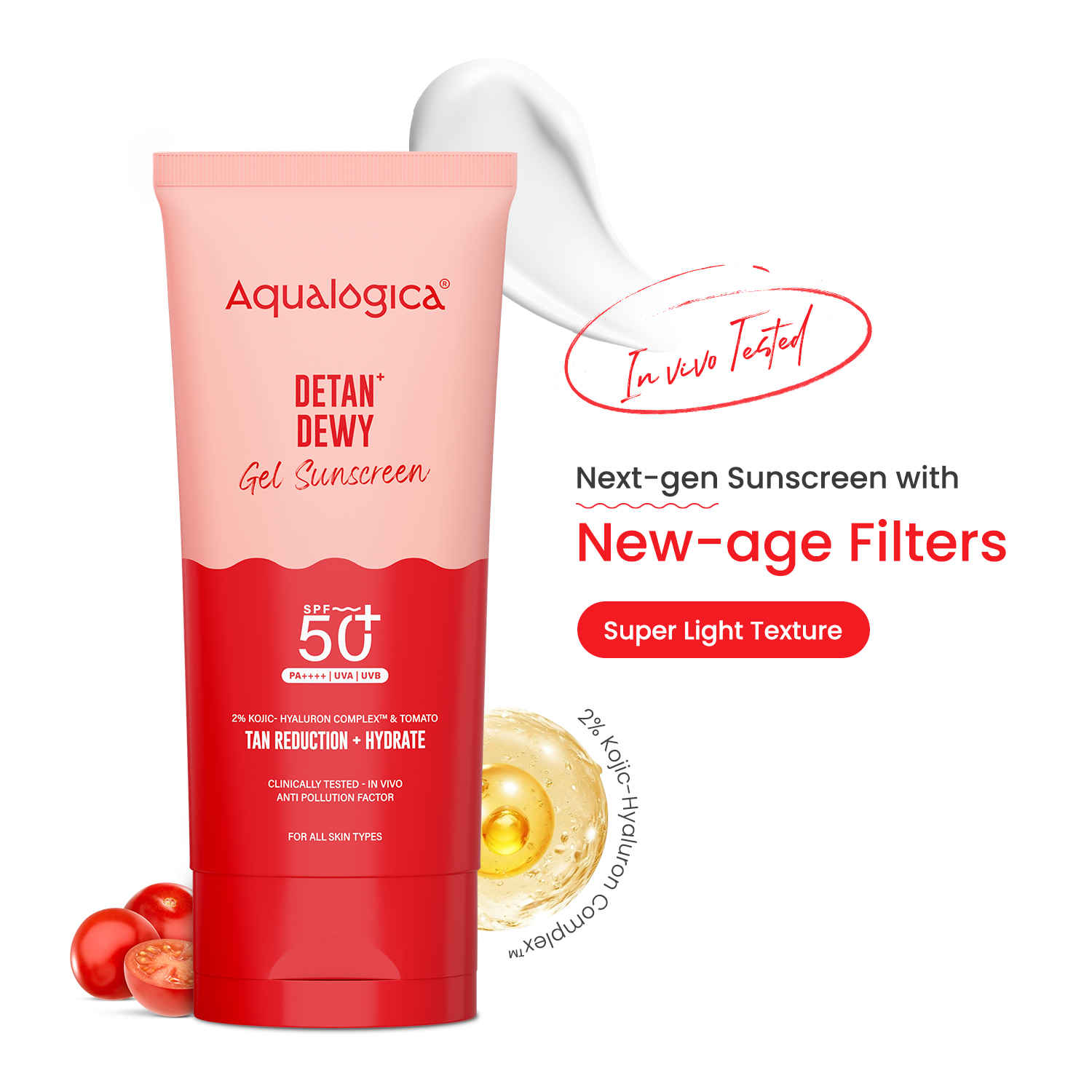 Buy Aqualogica Detan+ Dewy Lightweight Sunscreen Gel SPF 50+ PA++++ for Normal & Dry Skin 80 gm - Purplle