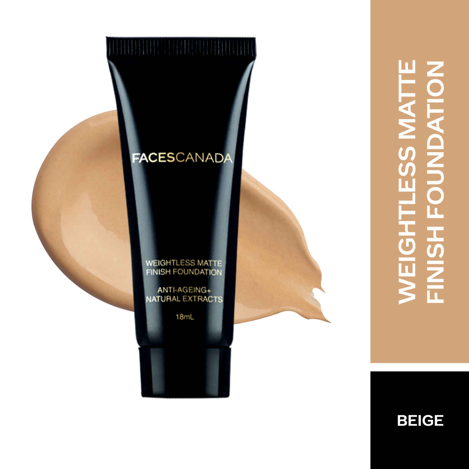 Buy Faces Canada Weightless Matte Foundation | Grape extracts & Shea Butter |Natural Matte Finish | Dermatologically Tested | All Skin Types | Beige 15 ml - Purplle
