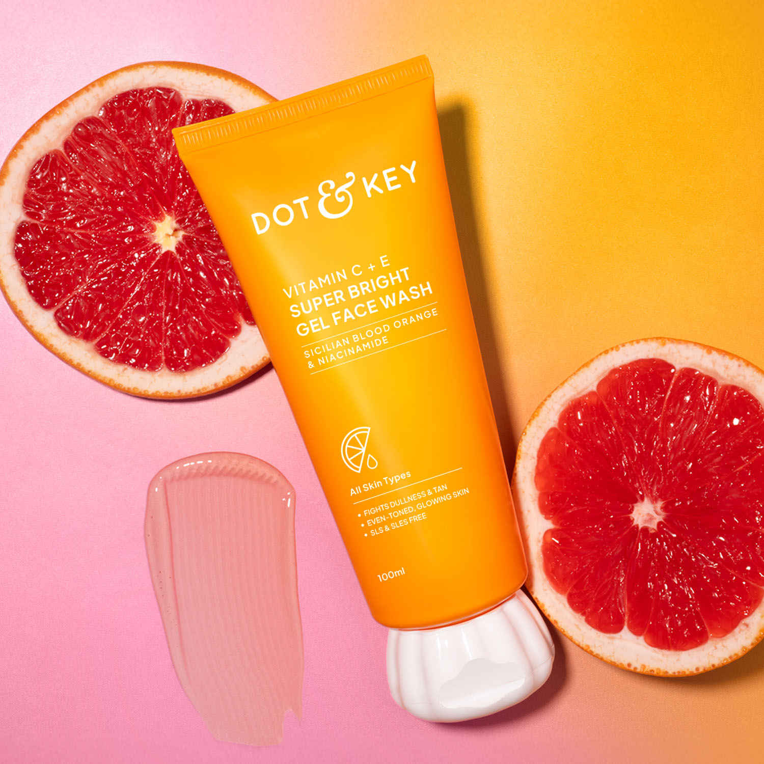 Buy Dot & Key Vitamin C + E Super Bright Gel Face Wash with Blood Orange & Niacinamide | Triple Vitamin C Face Wash for Tan, Dark Spots & Pigmented Skin | All Skin Types Face Wash for Men & Women | 100 ml - Purplle