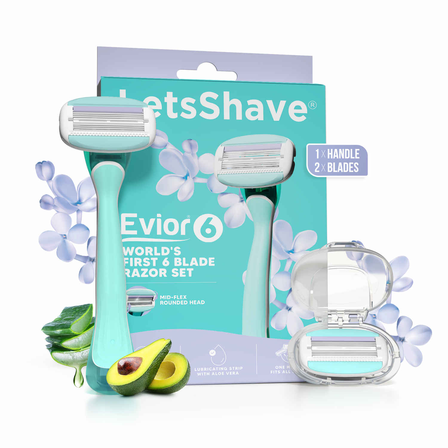 Buy LetsShave Evior 6 Shaving Razor for Women | Mid-Flex Blades with Aloe vera, Smooth & Safe | Full-Body Hair Removal - Bikini, Arms, Legs & Sensitive Areas (Pack of 1) - Purplle