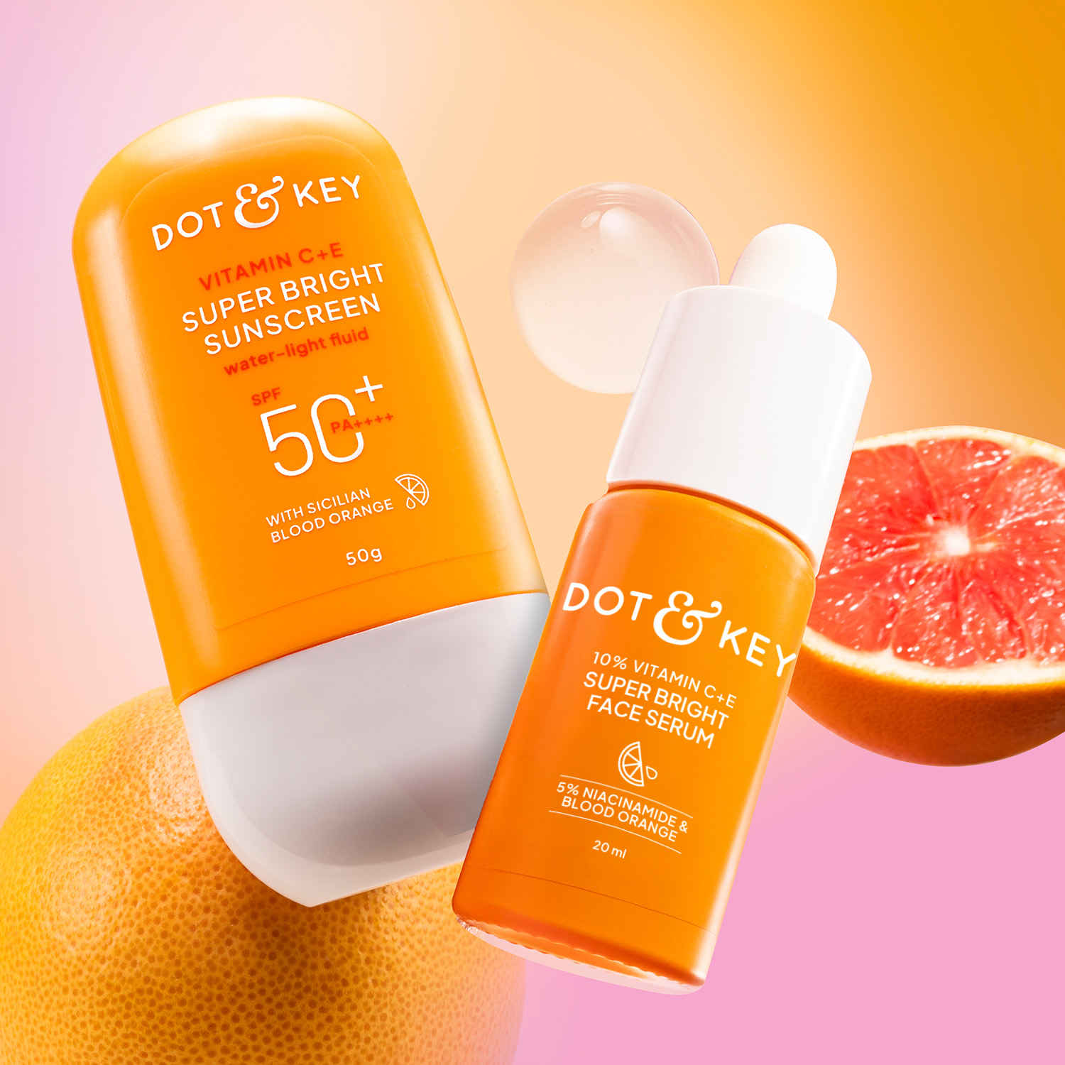 Buy Dot & Key Bestselling Vitamin C+E Glow Essential Duo - 70 gms | Face serum SPF 50 Sunscreen - Purplle