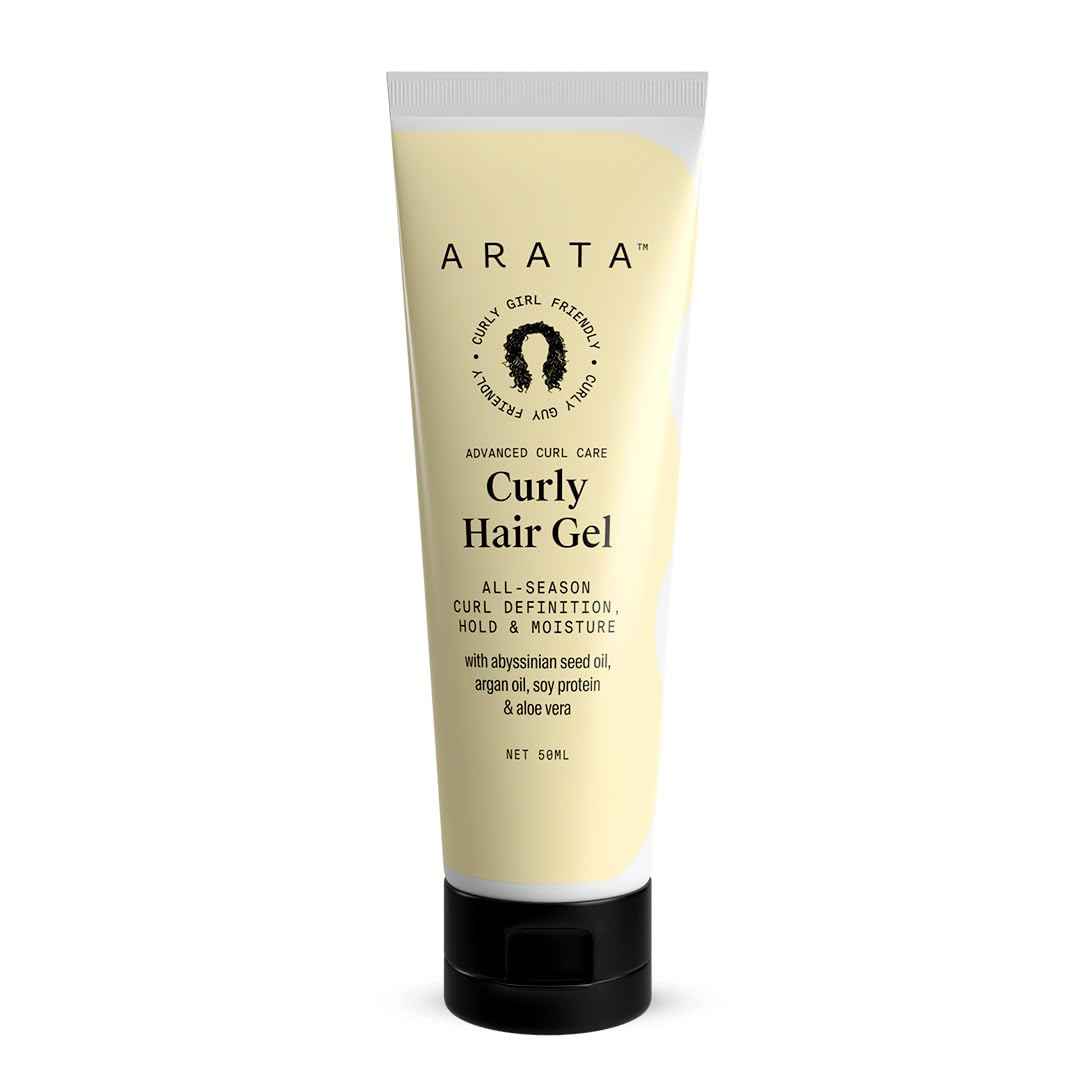 Buy Arata Advanced Curl Care Curly Hair Gel (50 ML) | Abyssinian Seed Oil, Argan Oil, Soy Protein & Aloe Vera | All-Season Curl Definition & Soft, Natural Hold | CG Approved - Purplle