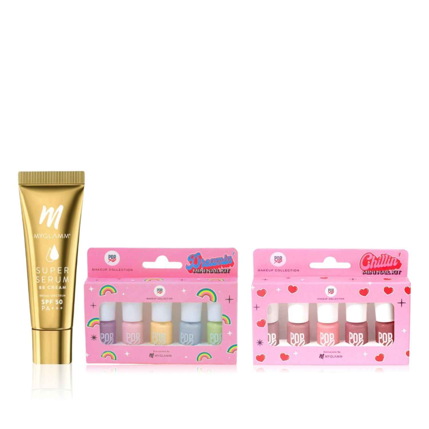 Buy MyGlamm Nail X Face Collection - Mini Nail Kit (5X3 ml) | Serum BB cream (15 g) - Purplle