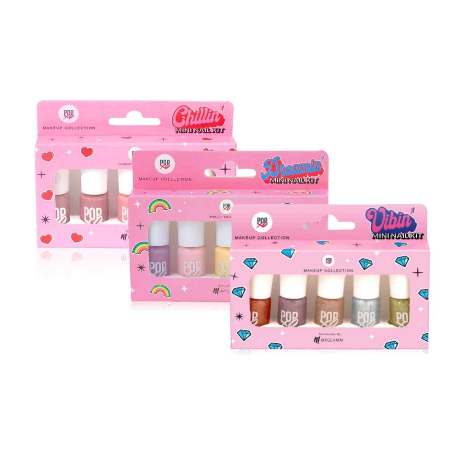 Buy MyGlamm Nail Specials - Mini Nail Kit-Chillin (5X3 ml) | Mini Nail Kit-Vibin (5X3 ml) | Mini Nail Kit-Dreamin(5X3ml) - Purplle