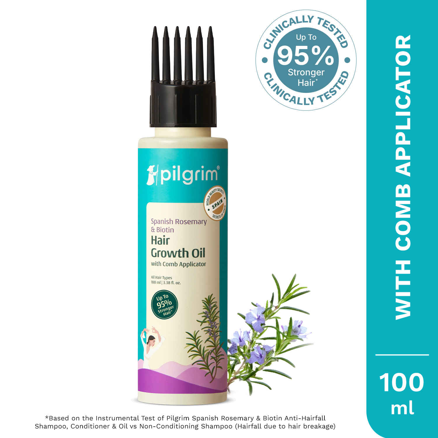 Buy Pilgrim Rosemary & Biotin Hair Growth Oil to Control Hair Fall, 100 ml, Strengthens Hair roots, Improves Hair Growth & Thickness, For Men & Women - Purplle