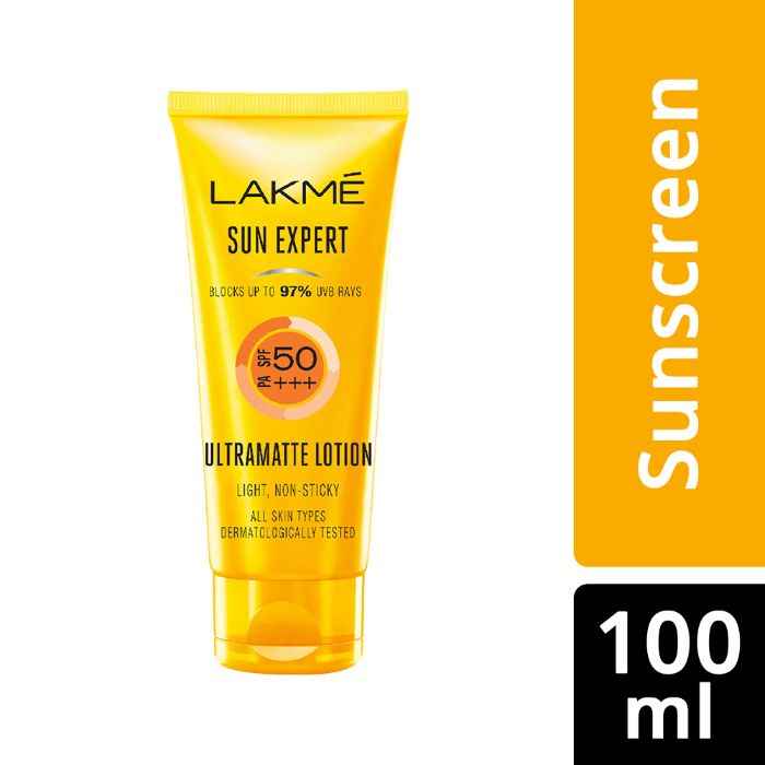 Buy Lakme Sun Expert Super Matte Lotion Sunscreen SPF 50 PA+++ with Niacinamide & Vit C | Broad spectrum UVA/B protection | Blue light protection | No White Cast | for all dry, normal skin| Lightweight, Non Sticky |100 ml - Purplle