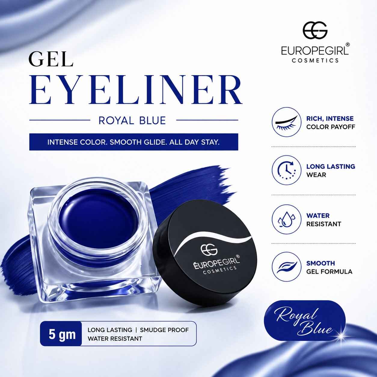 Buy Europegirl Cosmetics Gel Eyeliner -Royal Blue 5 gm - Purplle