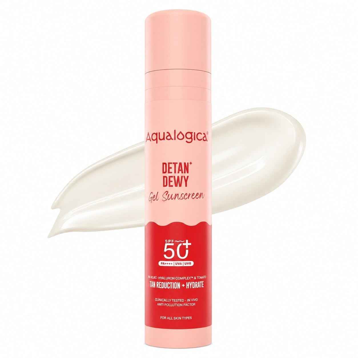Buy Aqualogica Detan+ Dewy Lightweight Sunscreen Gel SPF 50+ PA++++ for Normal & Dry Skin 50gm|Tested on Gen Z - Purplle