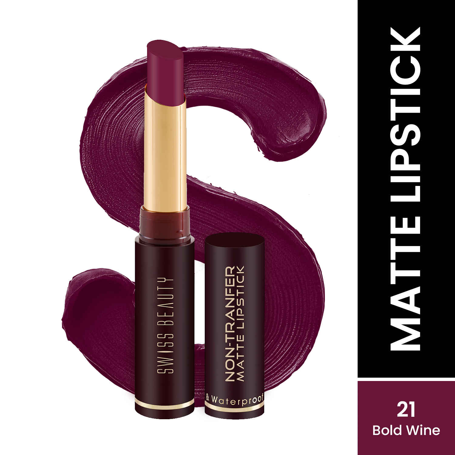 Buy Swiss Beauty Non-Transfer Matte Lipstick - 21 - Bold Wine - 2 gm - Purplle