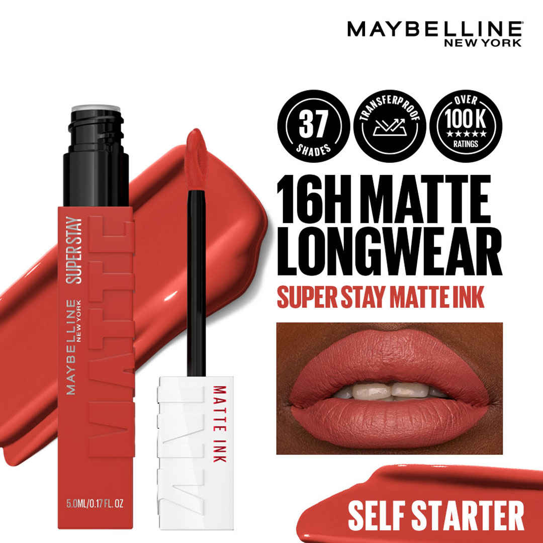 Buy Maybelline New York Super Stay Matte Ink Liquid Lipstick - Self Starter 130 (5 ml) - Purplle