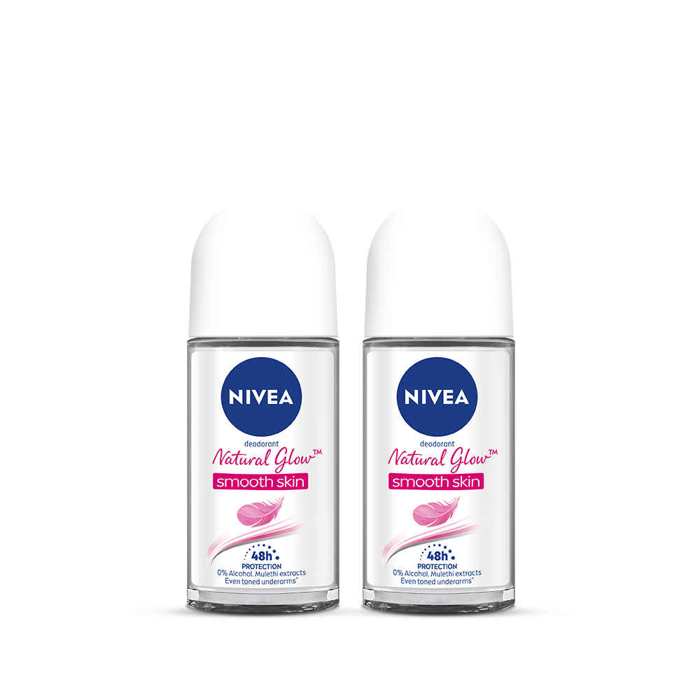 Buy NIVEA Deodorant Roll On Natural Glow Smooth Skin 50ml (Pack of 2) - Purplle