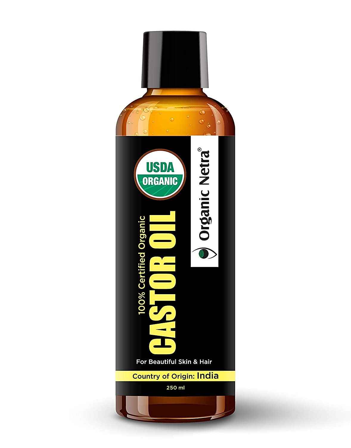 Buy Organic Netra Castor Oil for Skin and Hair | Softening, Smoothening & Moisturizing Skin, Hair and Eyelashes | Repairs Splitends and Reduces Dandruff - 250ml (Pack of 1) - Purplle