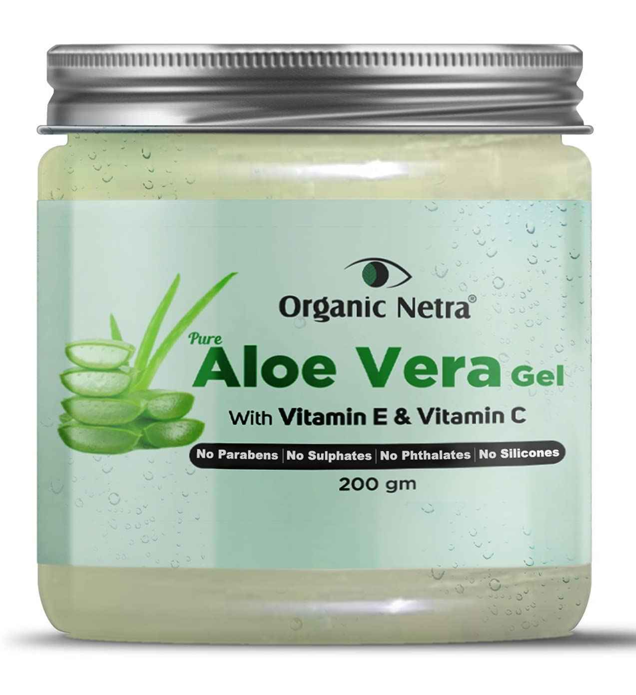 Buy Organic Netra Pure Aloe Vera Gel with Vitamin C & E for Skin, Face and Hair | Helps to Repair and Smoothens Hair | Relax and Renew your Skin and Scalp |Paraben Free & Sulphate Free - 200 Gm - Purplle