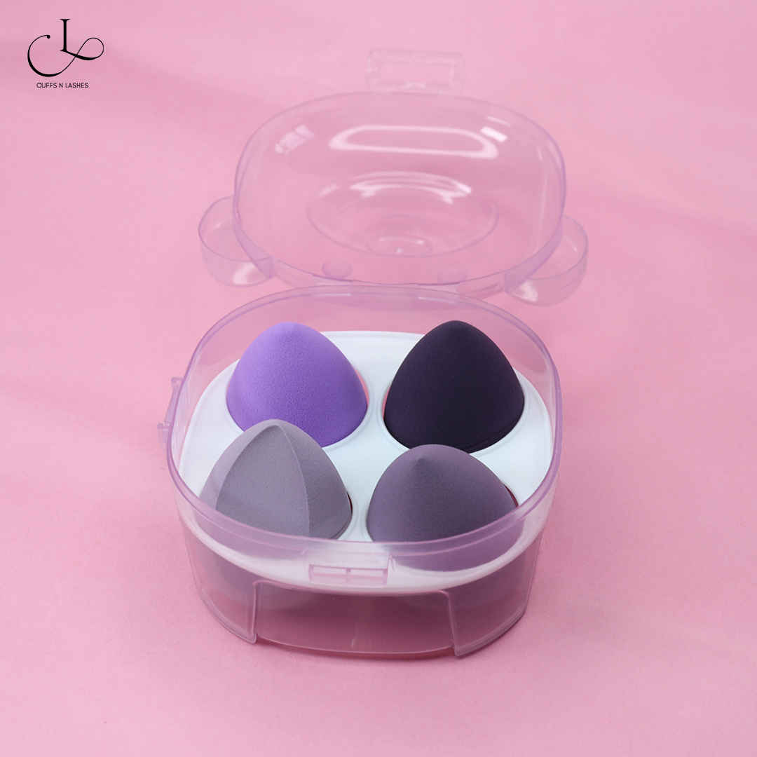Buy Cuffs N Lashes Makeup Blender/Sponge Set of 4 Purple 2 normal,1tear drop,1slant cut - Purplle