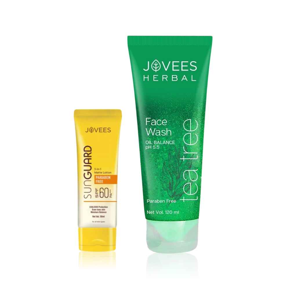 Buy Jovees Skincare Combo | Sun Guard Lotion SPF 60 50ml | Tea Tree Oil Control Face Wash 120 ML - Purplle