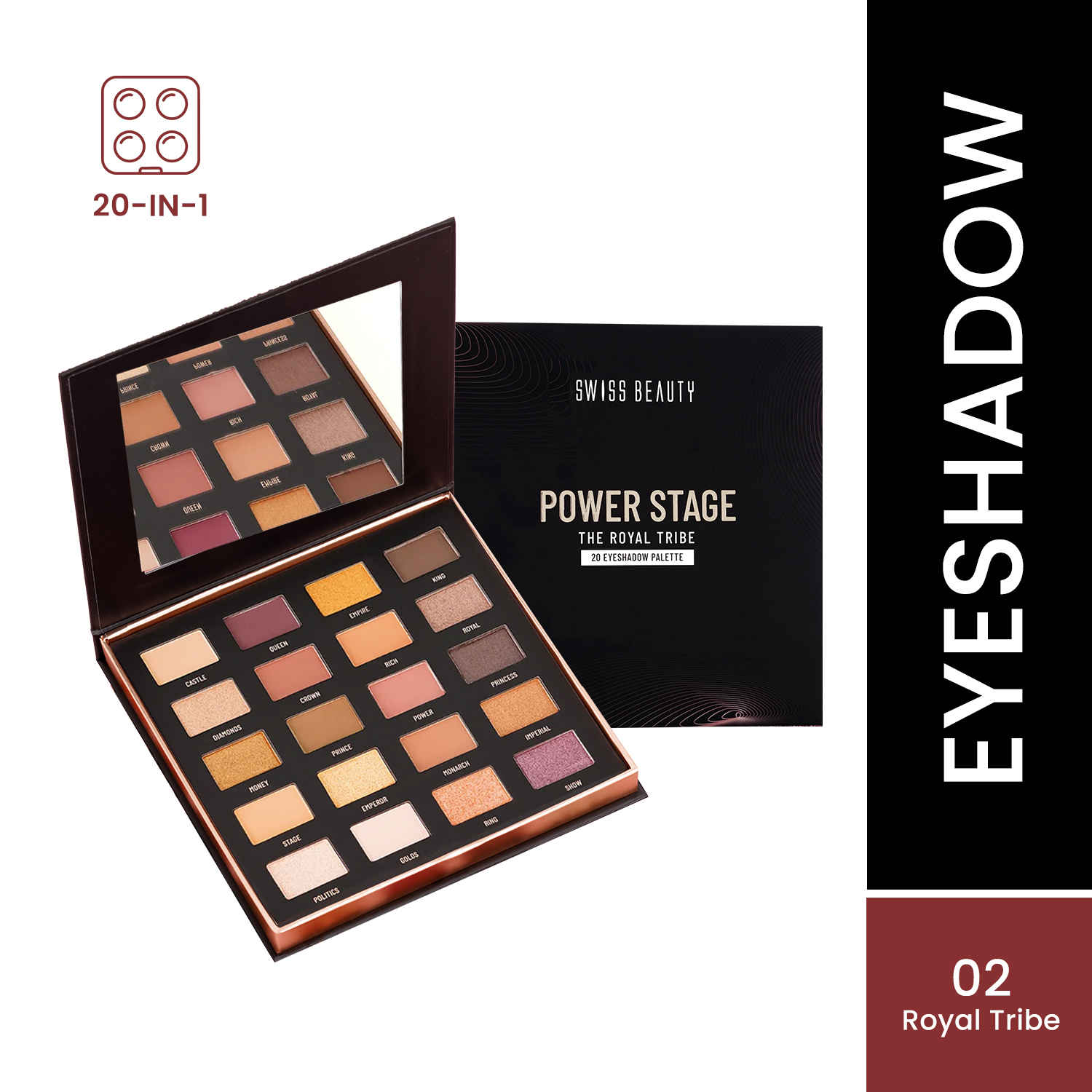 Buy Swiss Beauty Power Stage Eyeshadow Palette 02 Royal Tribe 25 gm - Purplle